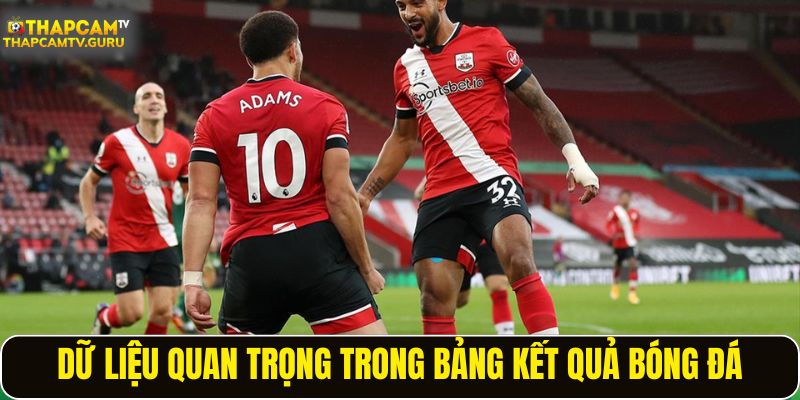 Dữ liệu quan trọng trong bảng kết quả bóng đá